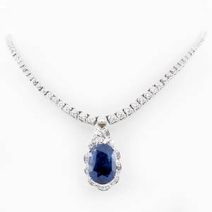 Sapphire and Diamond Pendant Necklace