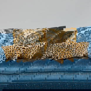 Pair of Large Cut Velvet Pillows and Six Velvet Leopard Print Pillows: Pair of Large Cut Velvet Pillows and Six Velvet Leopard Print Pillows The pair 22 x 20 1/2 in. Set of six 11 x 15 1/4 in. The Collection of Carole Harris.