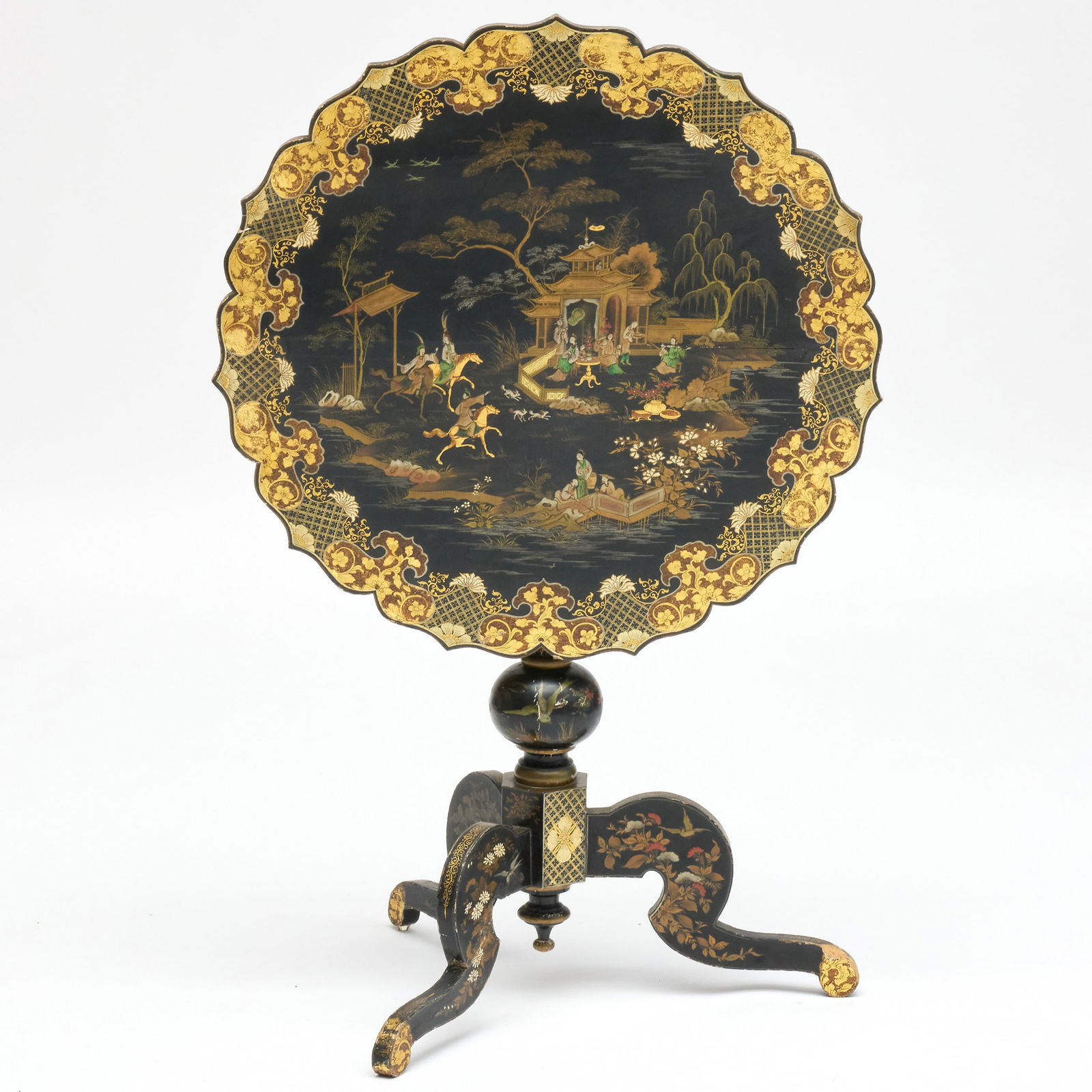 Victorian Black, Polychrome and Gilt-Japanned Tripod Tilt-Top Table (1 of 10)