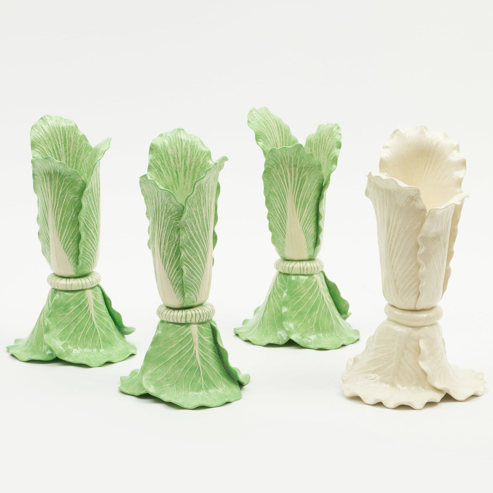 Group of Four Dodie Thayer Porcelain Lettuce Form Candlesticks (1 of 20)