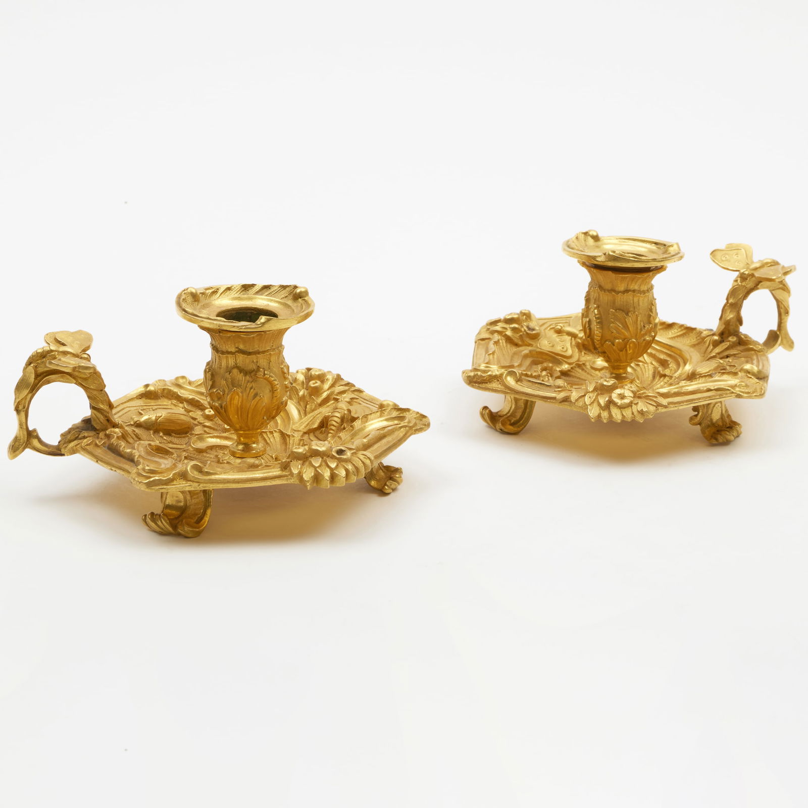 Pair of Louis XV Style Ormolu Chambersticks (1 of 9)