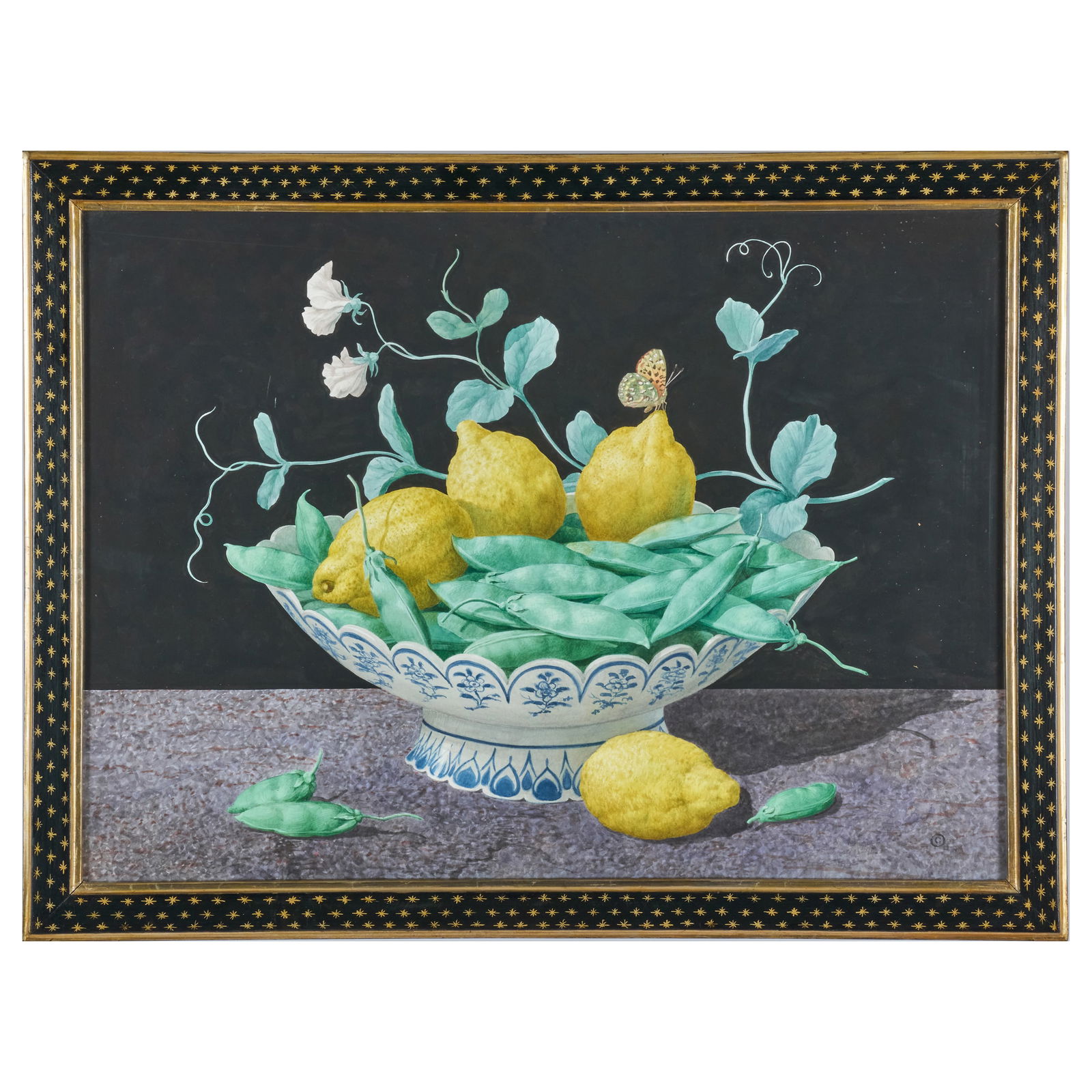 George Oakes (1927-2017): Fruit and Walnuts in a Blue and White Bowl; and Peapods and Lemons in a (1 of 5)