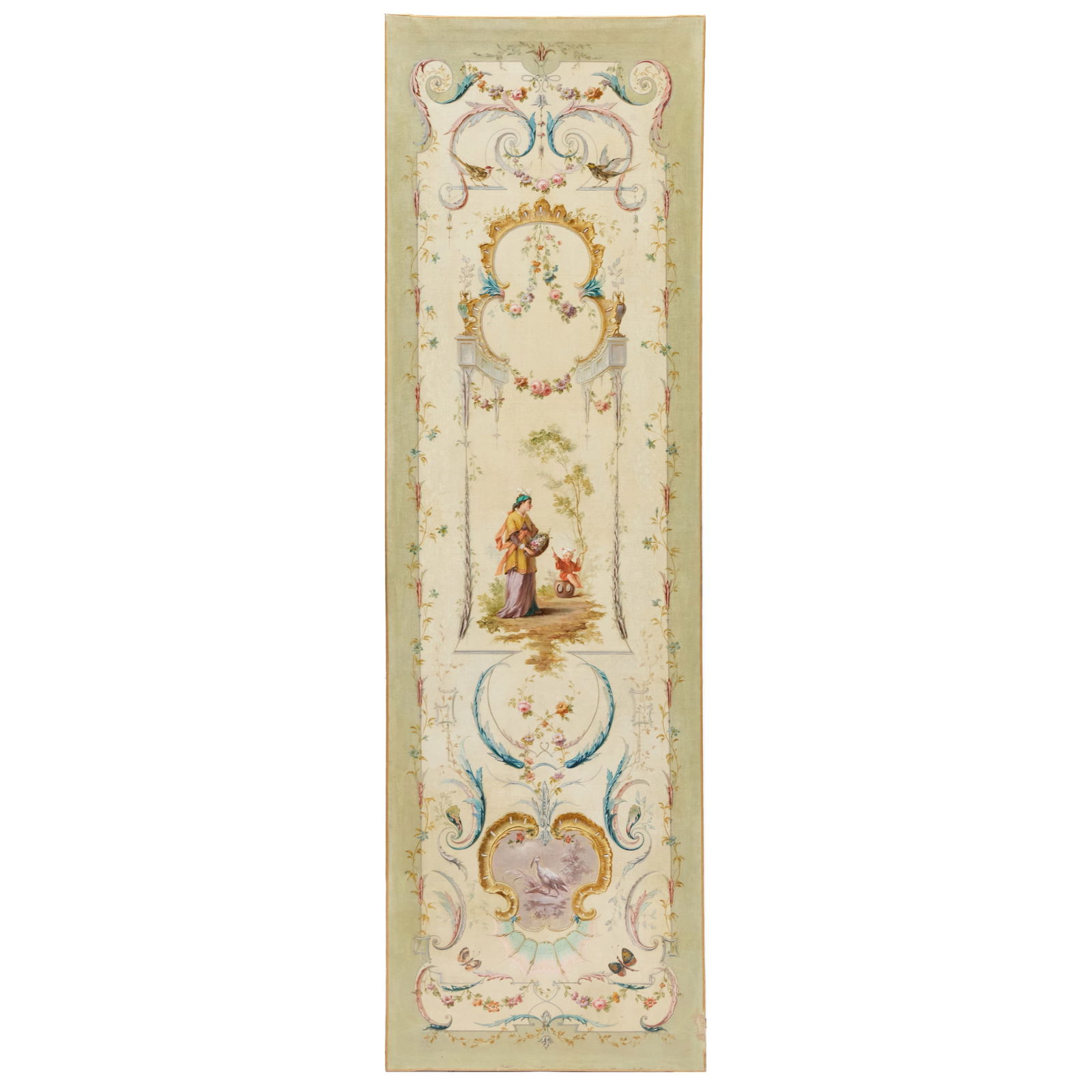 School of Christophe Huet: Painted Panels: A Set of Five: School of Christophe Huet: Painted Panels: A Set of Five Five oil on canvas, all unsigned. Three 107 x 32 in., two 106 1/2 x 19 1/2 in. Sold Christie's, Paris, December 13, 2006, Lot 185. The Collecti