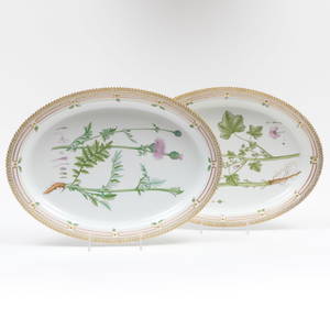 Pair of Royal Copenhagen Porcelain 'Flora Danica' Large Oval Platters