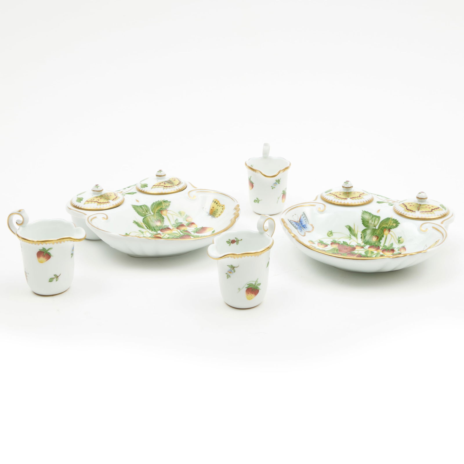 Set of Sixteen Anna Weatherly Painted Porcelain Strawberry Dishes (1 of 11)