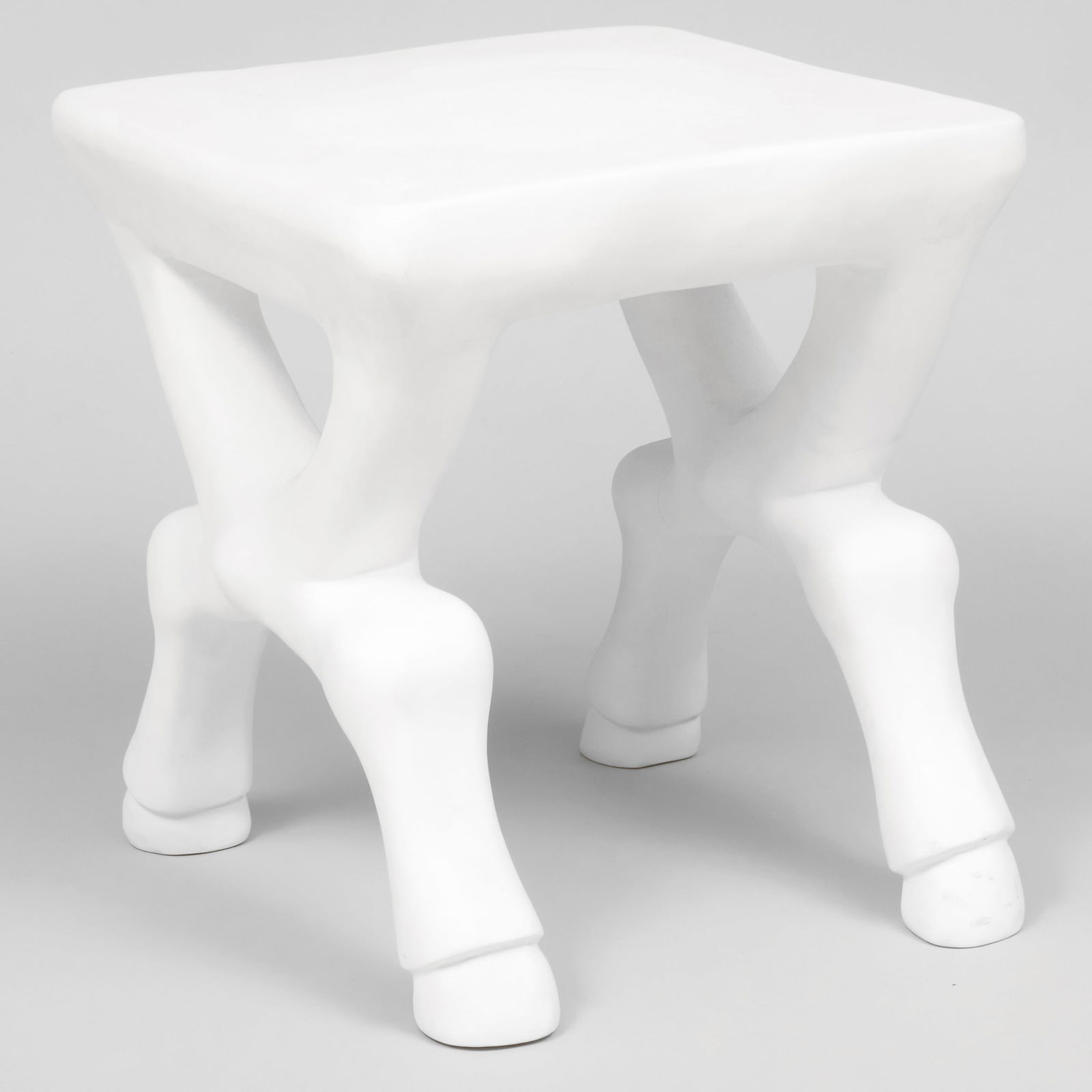 John Dickinson White Faux Plaster Hoofed Table, for Sutherland: John Dickinson White Faux Plaster Hoofed Table, for Sutherland Cast in glass fiber reinforced concrete from the models of John Dickinson, manufactured by Sutherland, inscribed 'John Dickinson/SUTHERLA