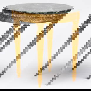 Italian Giltwood Center Table with a Marble Top: Italian Giltwood Center Table with a Marble Top 30 1/4 x 28 1/2 in. diam. Sold Christie's House Sale, New York, January 14, 2003, Lot 477. The Collection of Carole Harris.
