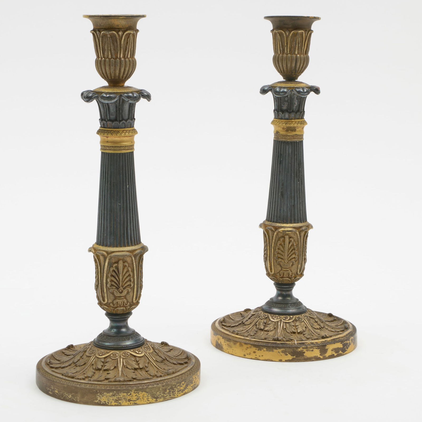Pair of Empire Style Gilt and Patinated-Bronze Candlesticks (1 of 5)