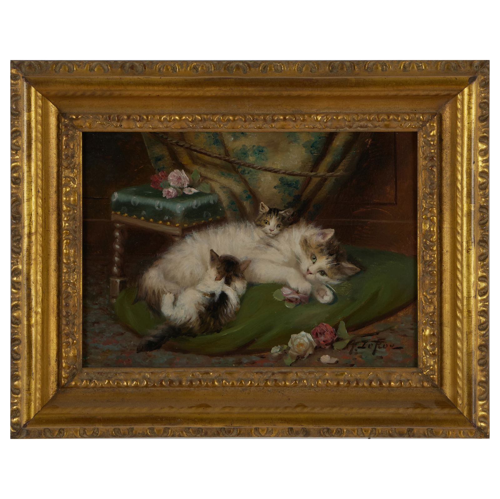 Jules Gustav Le Roy (1856-1921): Cat and Two Kittens (1 of 3)
