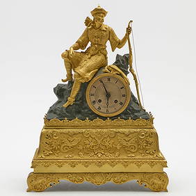 Louis Philippe Ormolu and Patinated-Bronze Figural Mantel Clock (1 of 11)