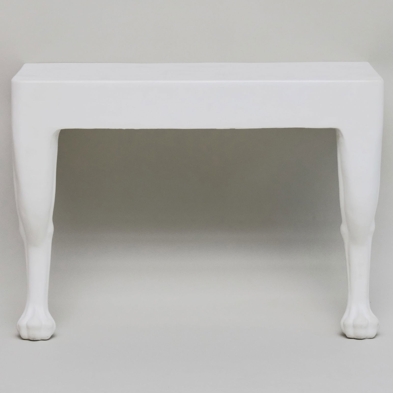 John Dickinson White Faux Plaster Console Table, for Sutherland: John Dickinson White Faux Plaster Console Table, for Sutherland Cast in glass fiber reinforced concrete from the models of John Dickinson, manufactured by Sutherland, inscribed 'John Dickinson/SUTHERL