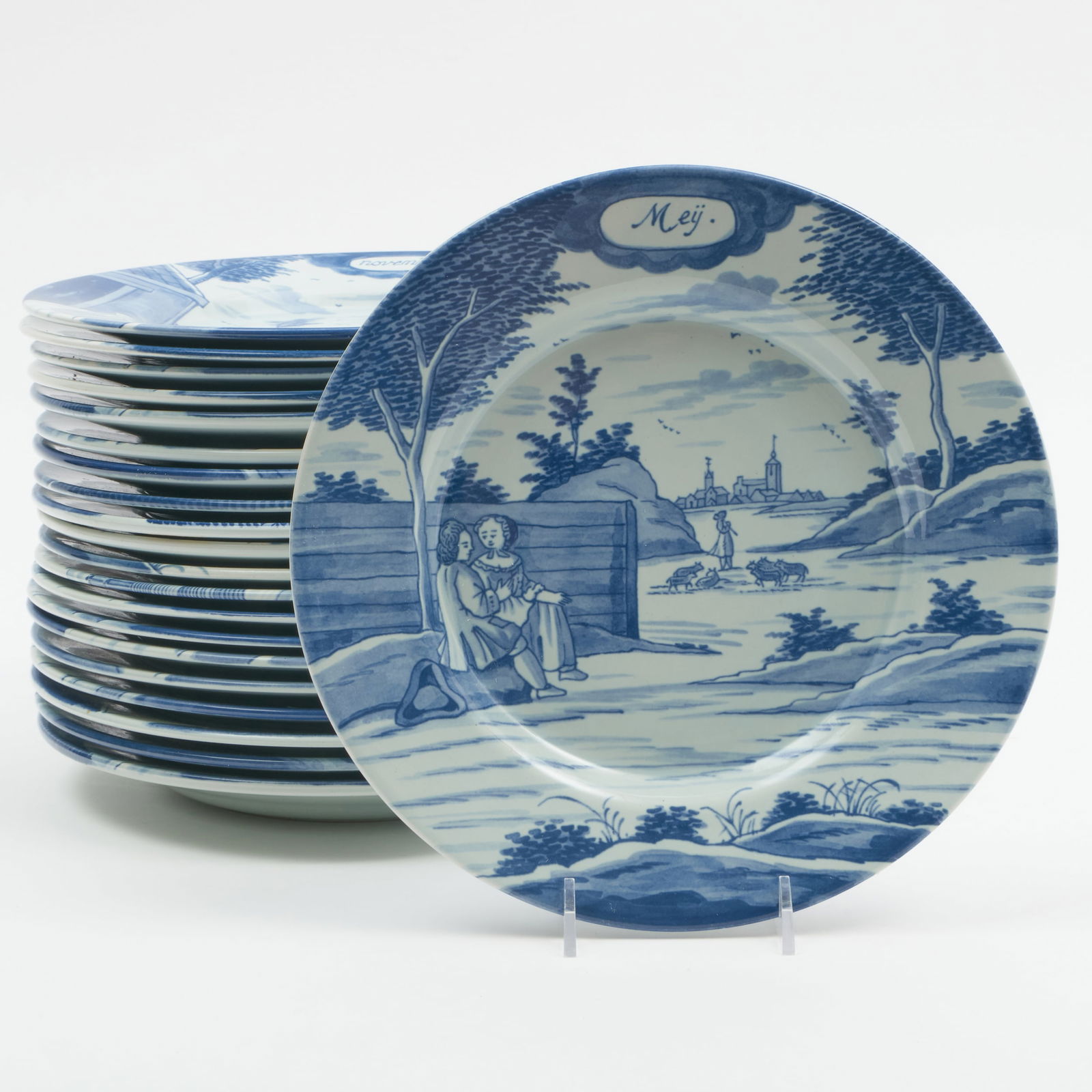 Set of Twenty-One Mottahedeh 'Delft' Calendar Plates (1 of 9)