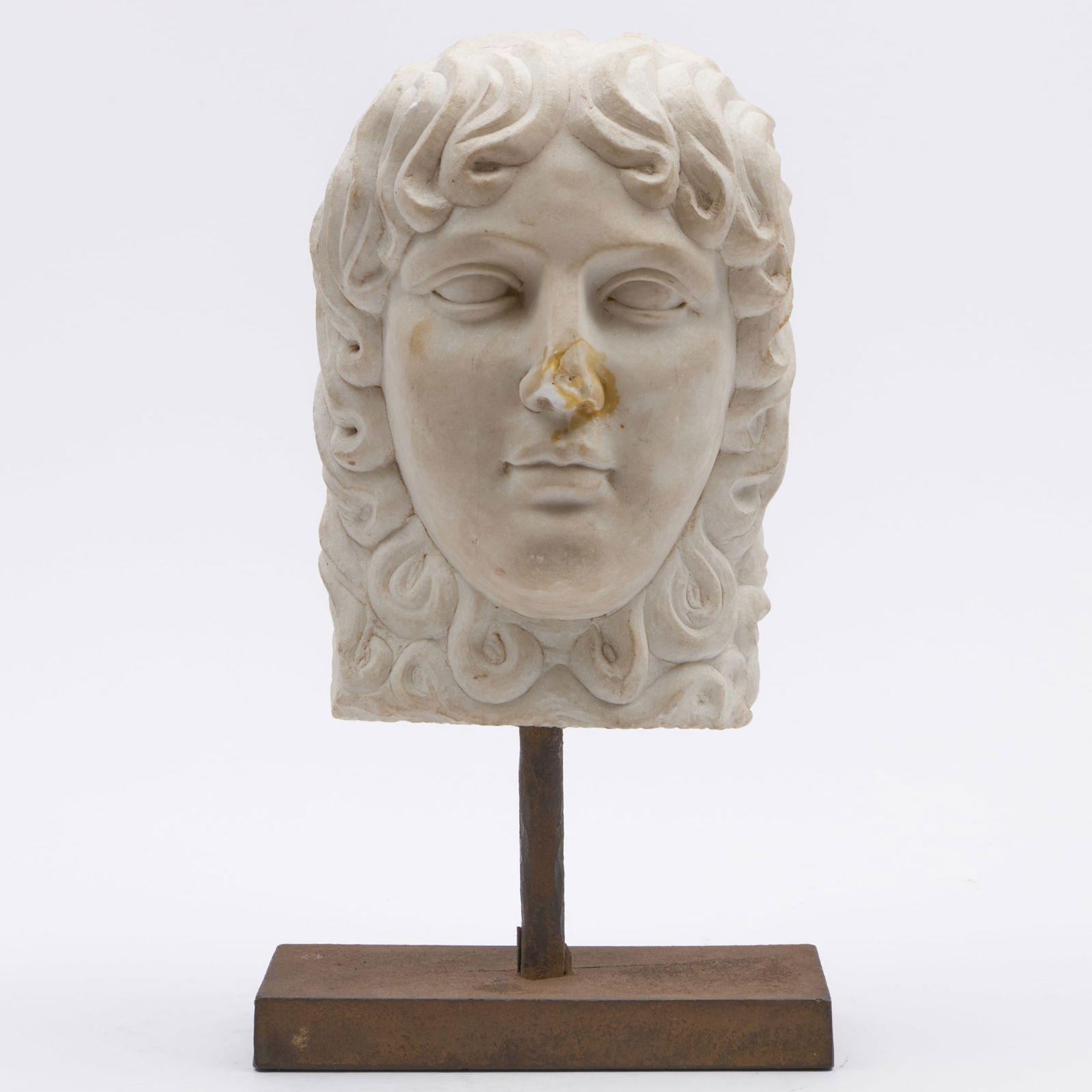 Marble Bust of a Young Apollo on Stand, in the Art Deco Manner (1 of 8)