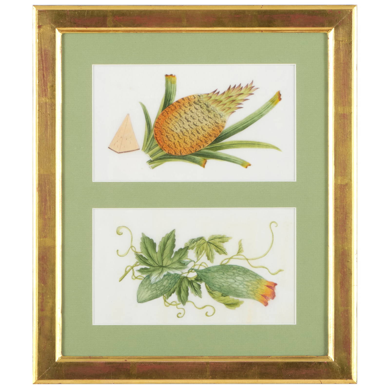 Set of Twelve Chinese Export Watercolors on Pith Paper of Fruit and Plants