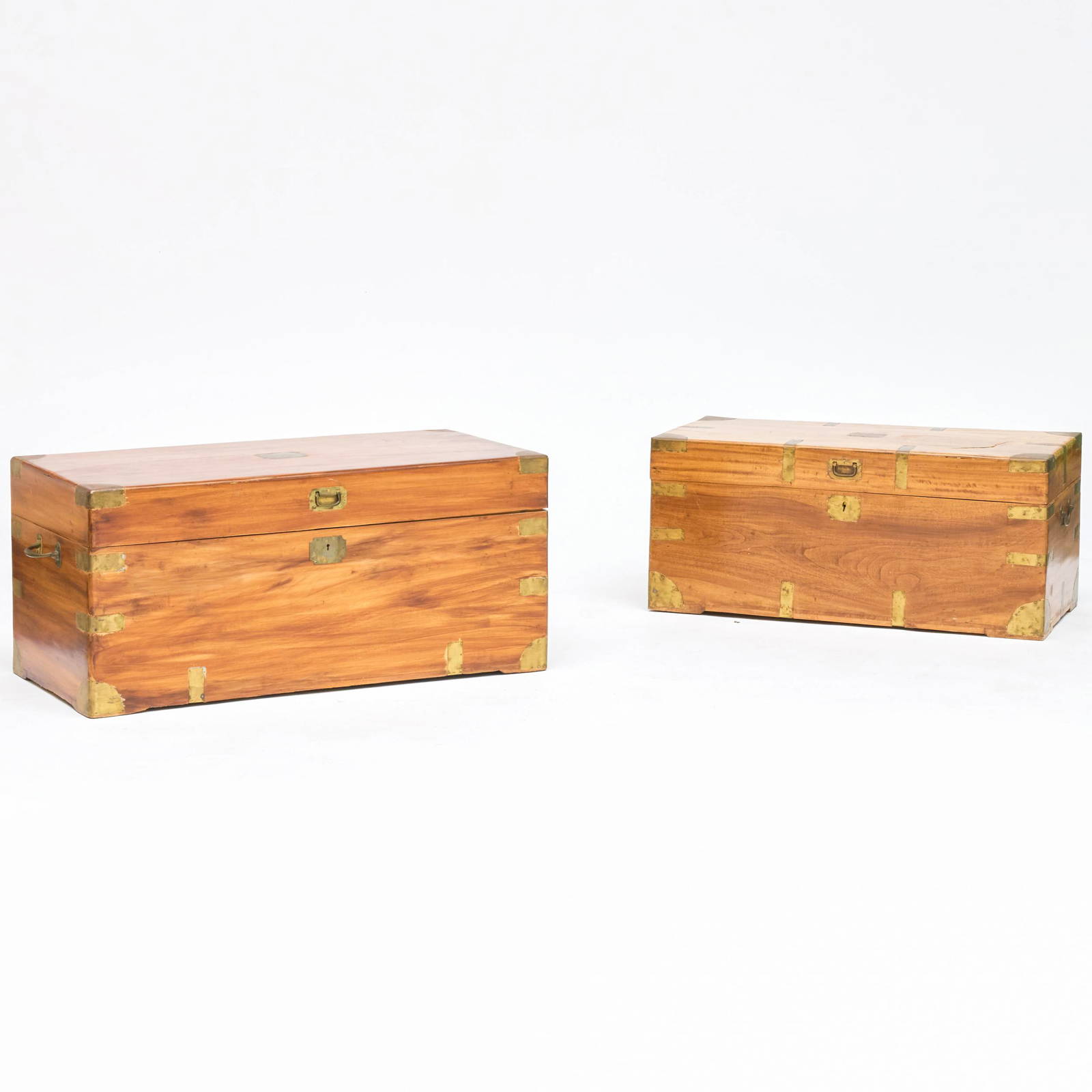 Two Chinese Export Brass-Mounted Camphor Trunks
