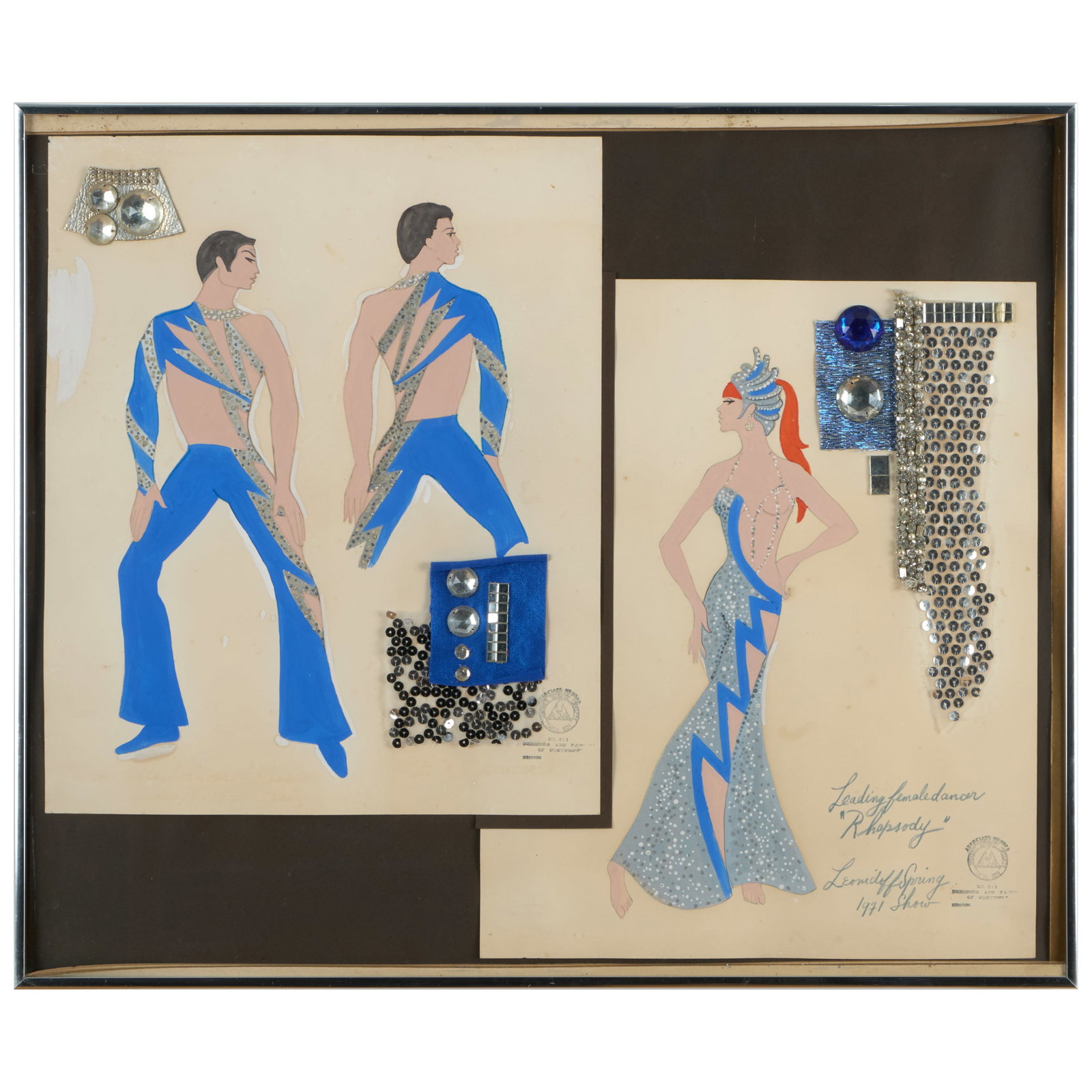 Francis M. Spencer: Rhapsody: Francis M. Spencer: Rhapsody Mixed media on paper, 1971, signed 'F.M. Spencer' twice, titled, dated and variously inscribed lower right. 21 x 25 in. (overall sheet), 22 x 26 1/2 in. (frame). Sold STAI