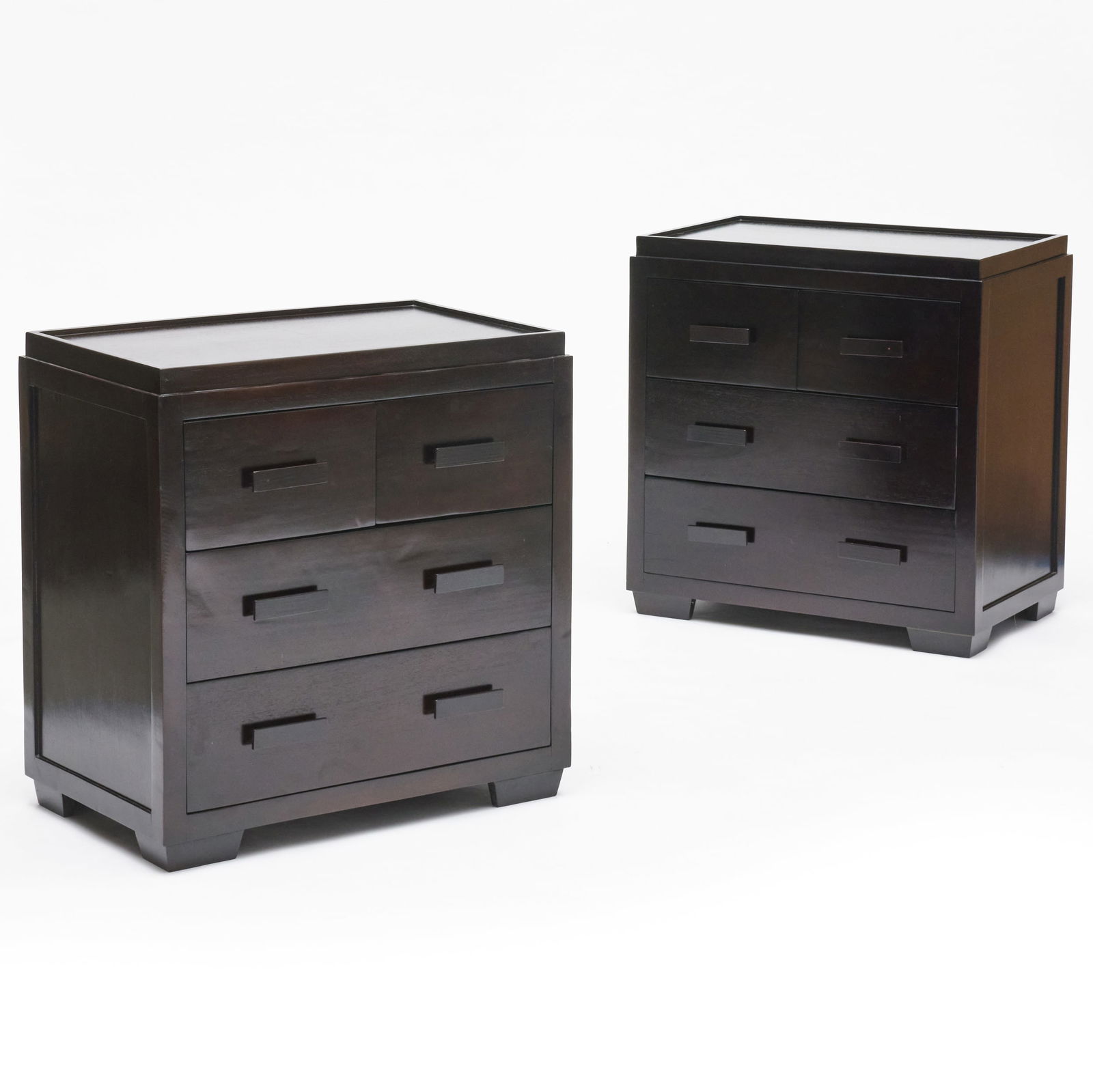 Pair of Modern Ebonized Bedside Chests (1 of 9)