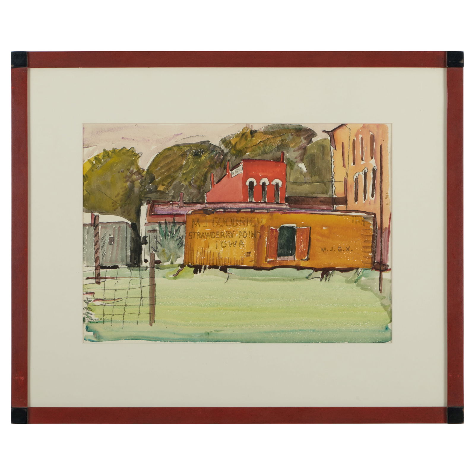 Francis Chapin (1899-1965): At the Tracks: Francis Chapin (1899-1965): At the Tracks Watercolor and charcoal on paper, 1931, signed 'Francis Chapin' lower left, with label from Robert Henry Adams Fine Art, Chicago. 13 x 18 1/4 in. (sight), 22