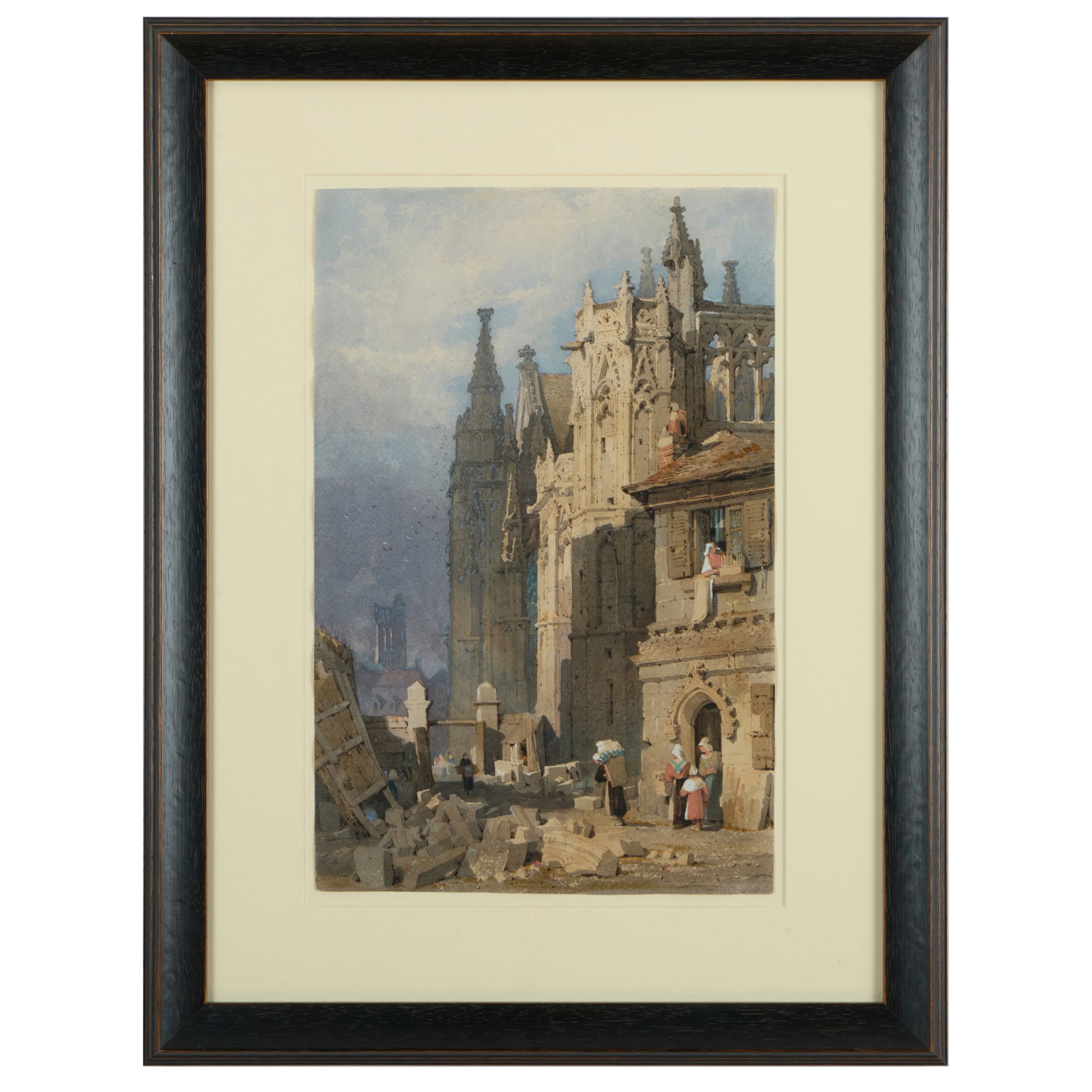 Samuel Prout (1783-1852): A Church in Brittany: Samuel Prout (1783-1852): A Church in Brittany Watercolor with gouache highlights, signed 'Prout' lower left, with label from Thomas Agnew & Sons, Ltd., London. 16 1/2 x 10 1/2 in. (sheet), 24 1/2 x 1