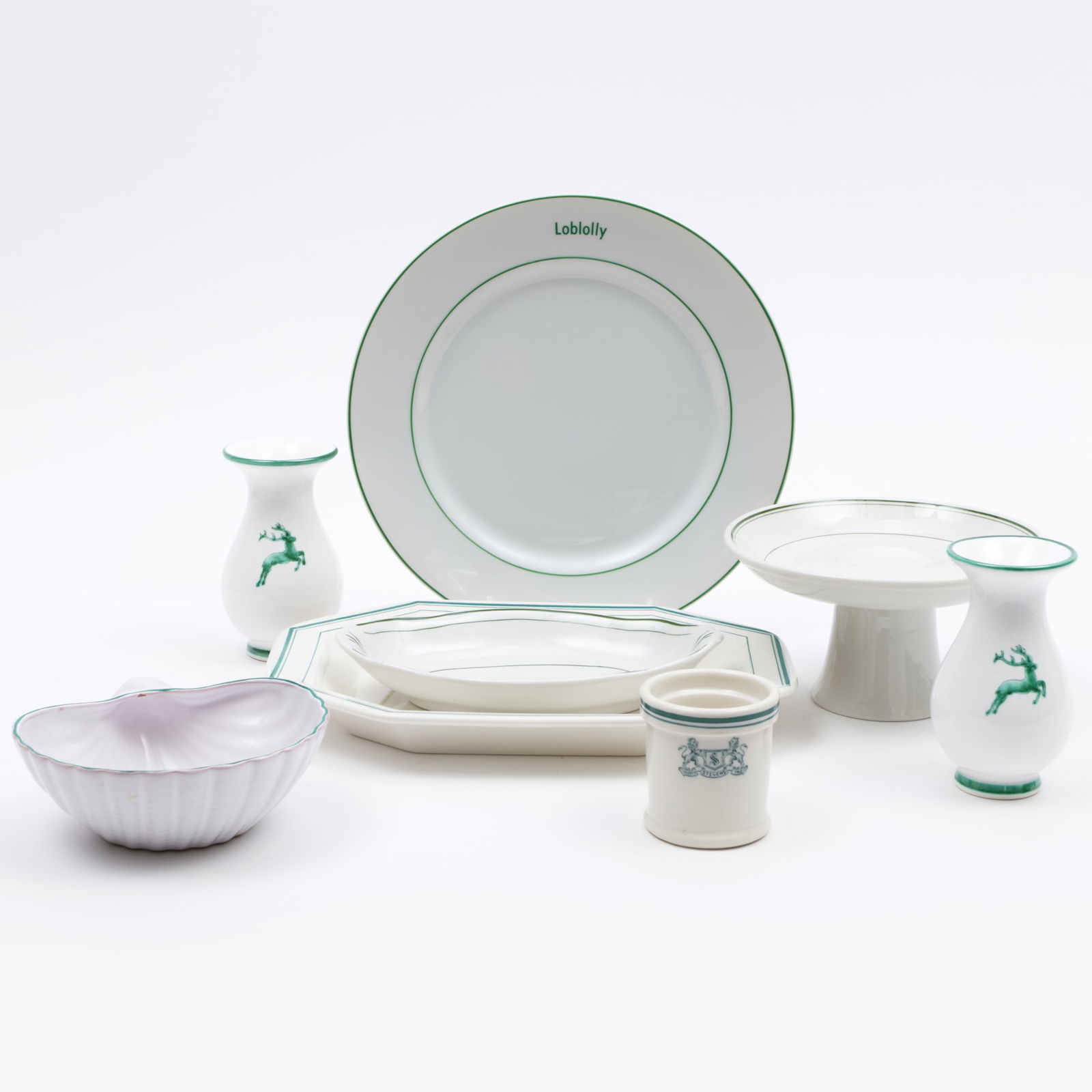 Assembled White and Green Glazed Porcelain 'Loblolly' Part Service (1 of 16)