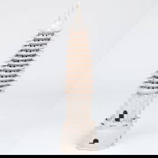 Crackle Glazed Model of a Pagoda: Crackle Glazed Model of a Pagoda 42 x 12 1/2 in. diam. Collection of Jordan Saunders.