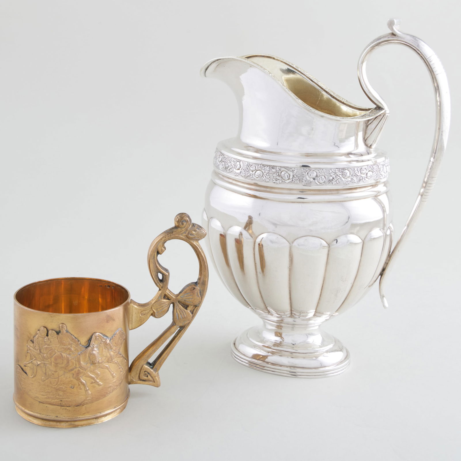 Russian Silver Pitcher & Silver Gilt Tea Glass Holder (1 of 10)