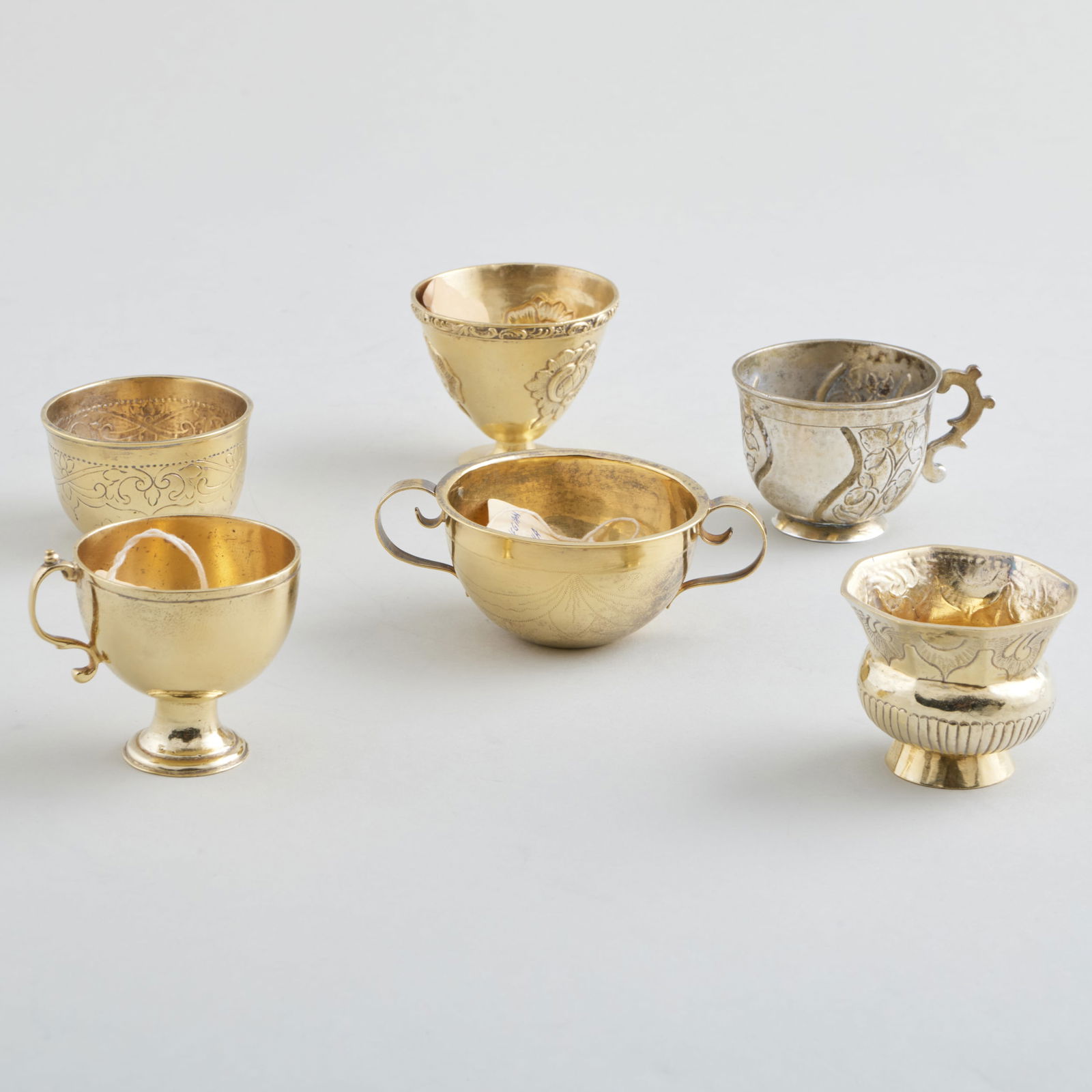 Assembled Set of Six Silver-Gilt Vodka Cups (1 of 11)