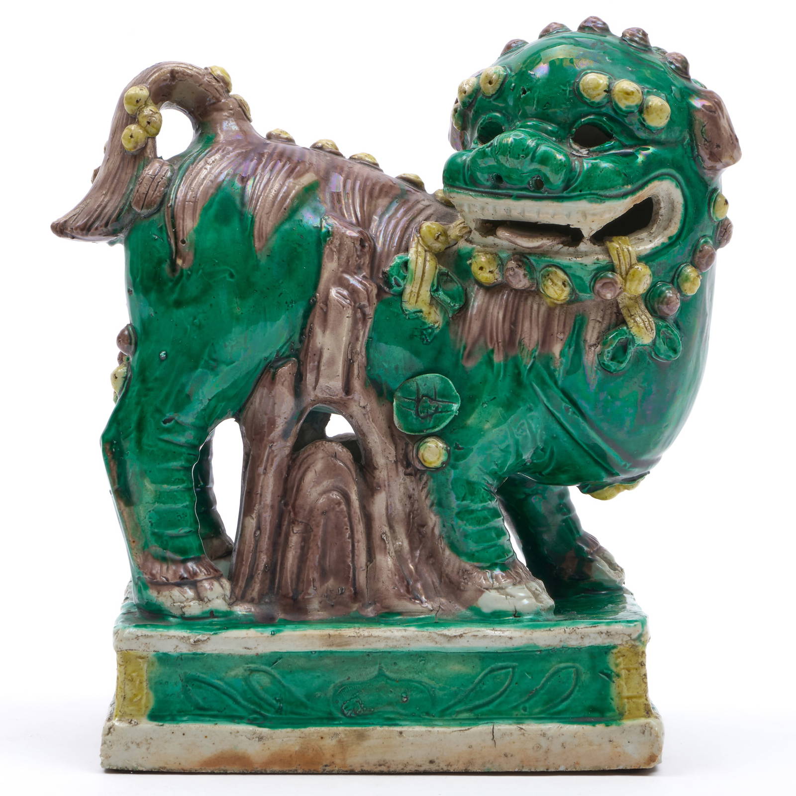 Chinese Green Ground Porcelain Buddhistic Lion