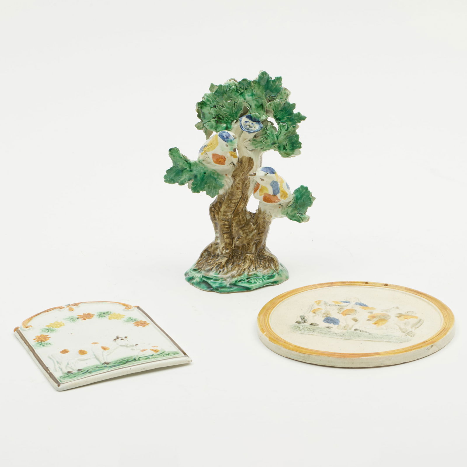 Two Pratt Type Plaques with Cows and a Bird Group (1 of 16)