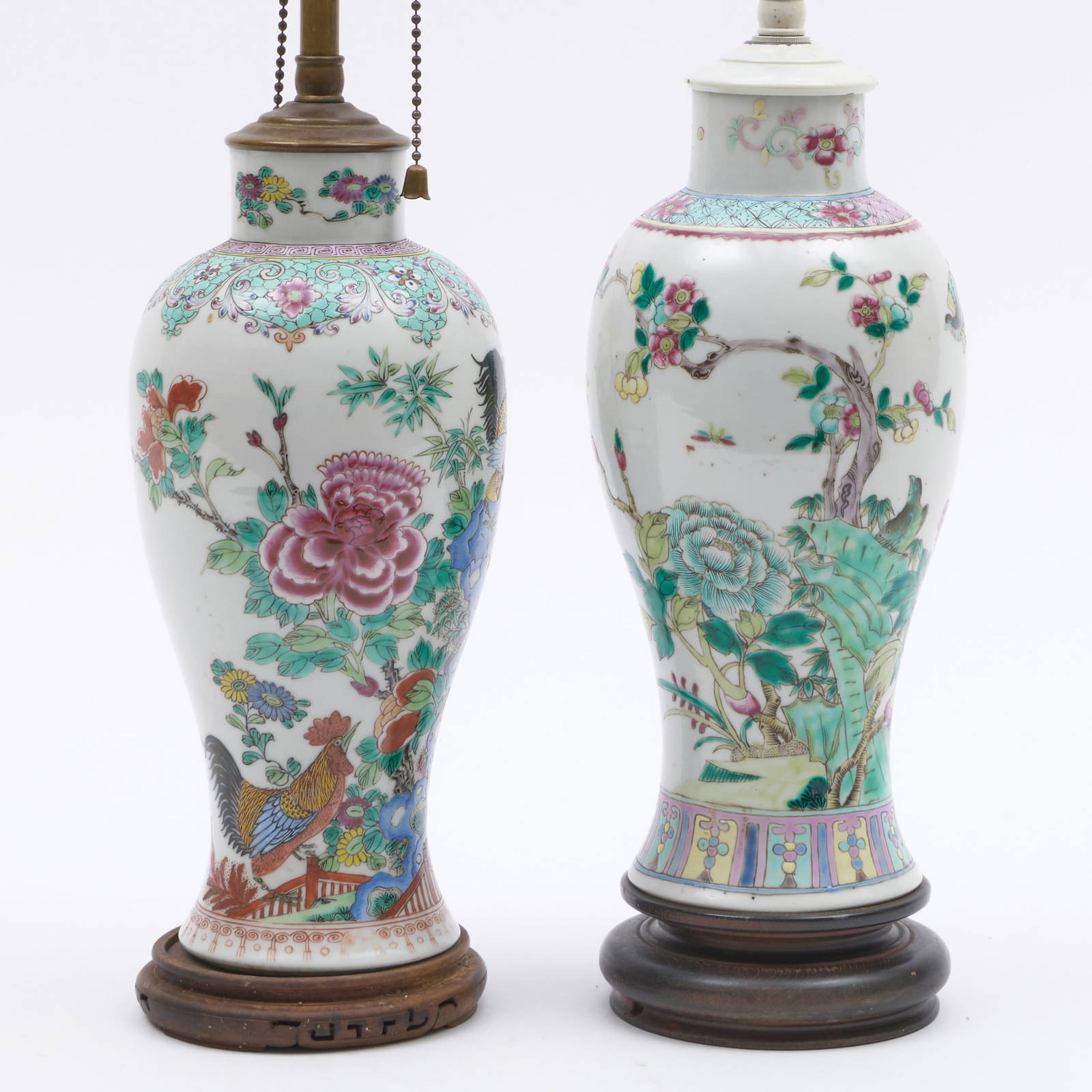 Two Chinese Export Porcelain Vases Mounted as Lamps