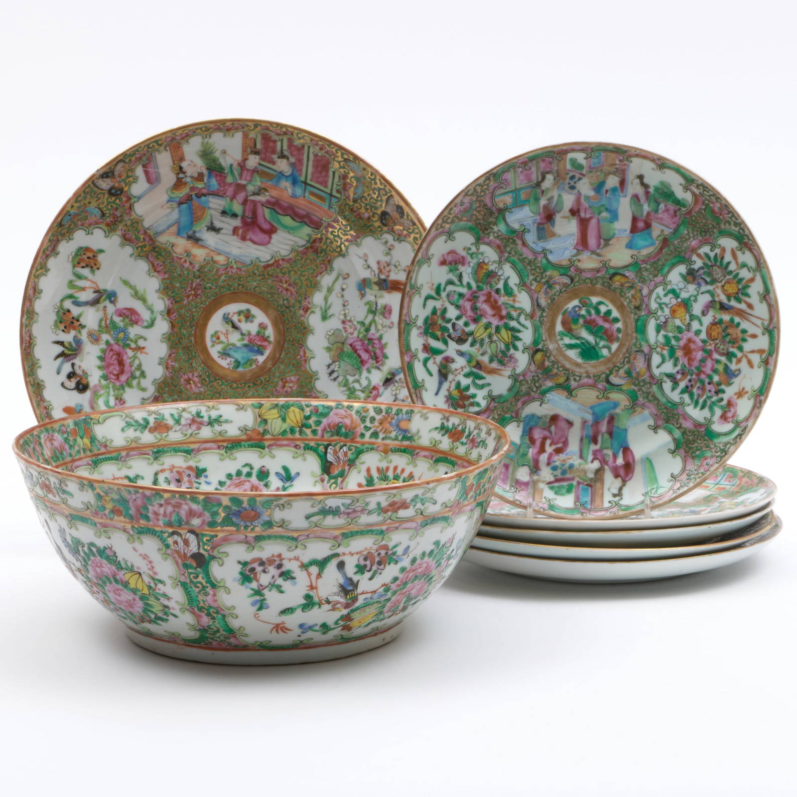 Group of Chinese Export Rose Medallion Porcelain Table Wares