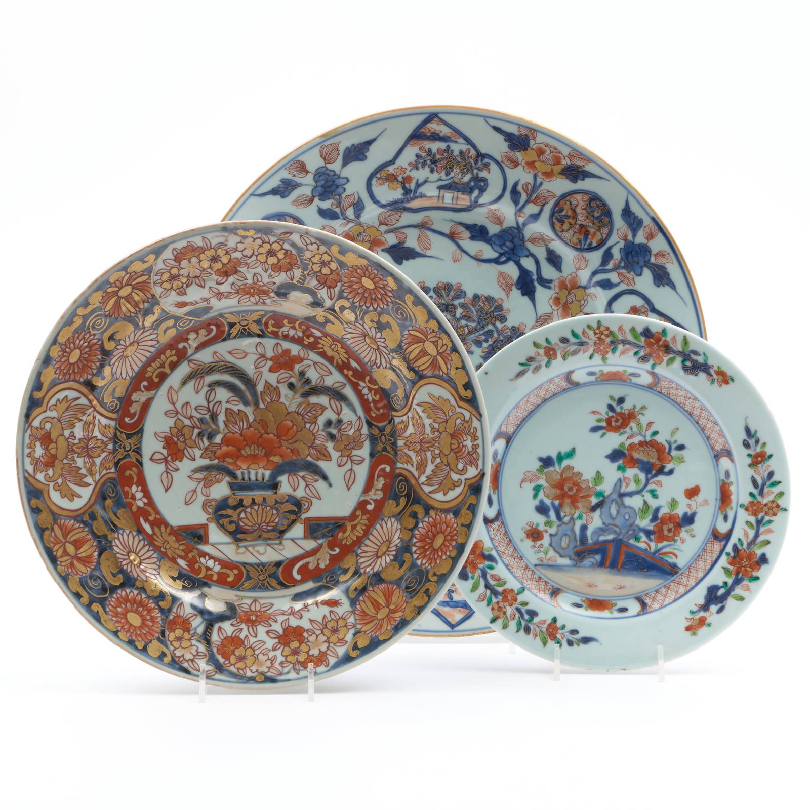 A Chinese and a Japanese Imari Porcelain Charger and an Imari Porcelain Plate