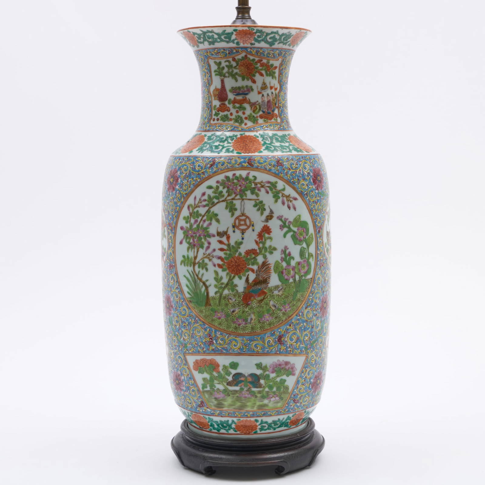 Chinese Famille Rose Porcelain Vase Mounted as a Lamp