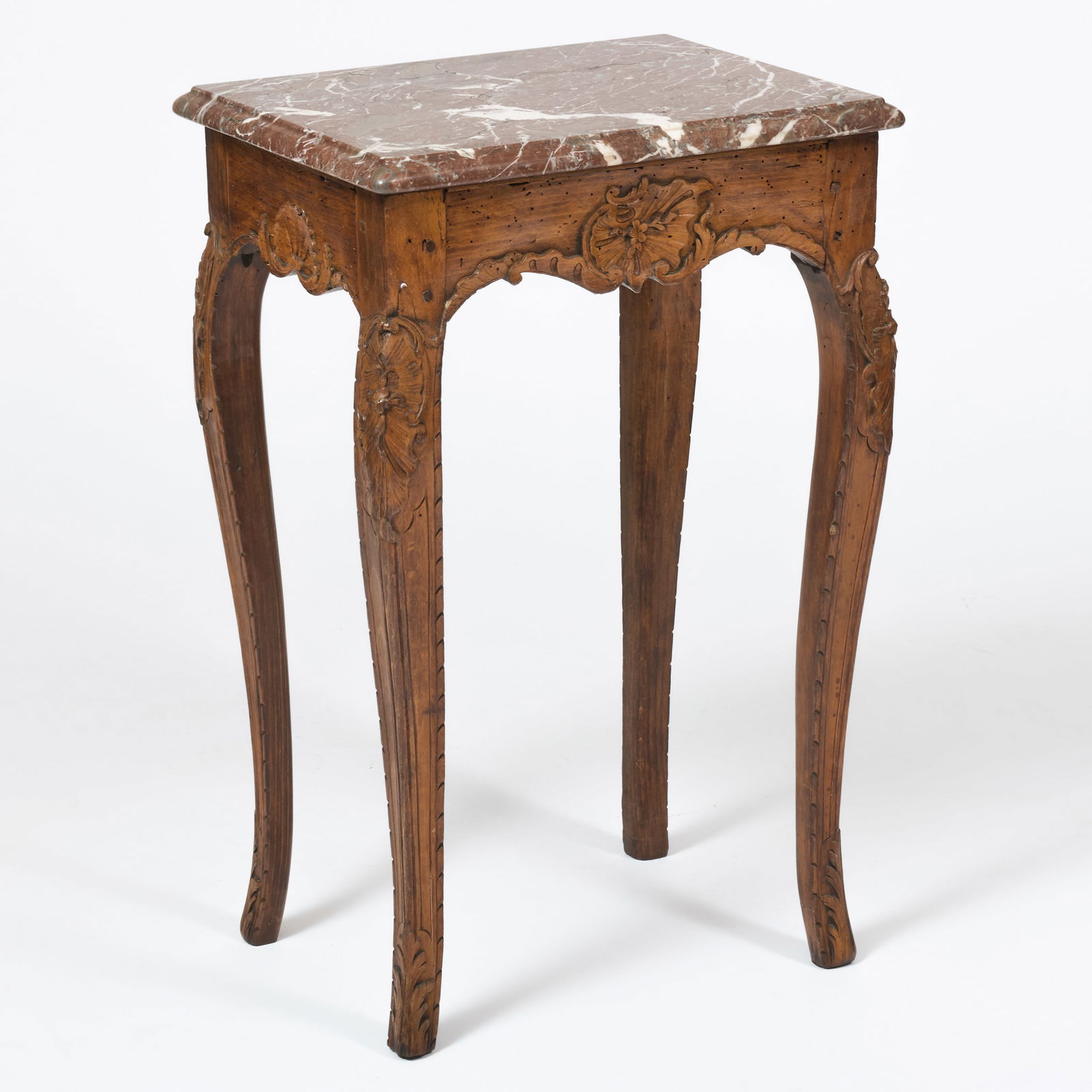 Louis XV Provincial Beechwood Console Table with a Marble Top (1 of 9)