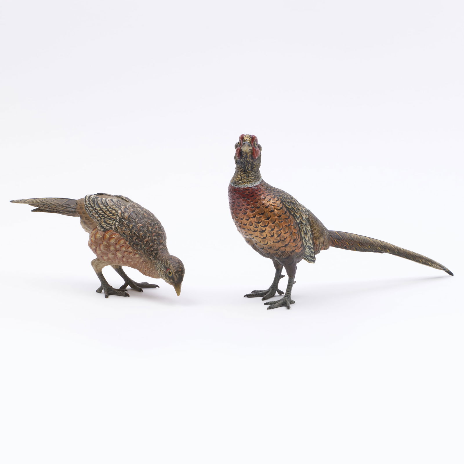 Mating Pair of Cold Painted Bronze Models of Pheasants (1 of 7)