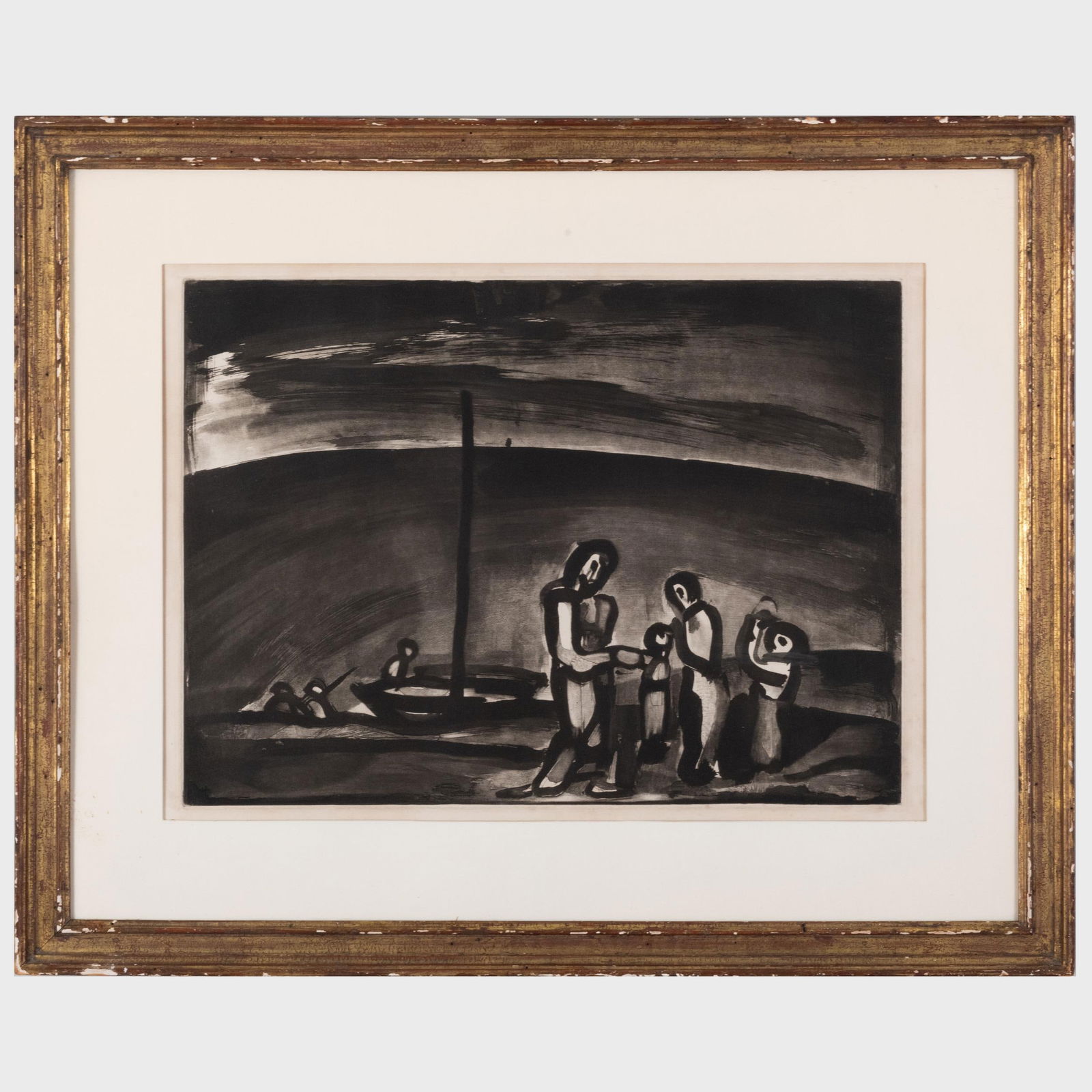 Georges Rouault (1871-1958): Il Arrive parfois que la route soit belle, from Miserire: Georges Rouault (1871-1958): Il Arrive parfois que la route soit belle, from Miserire Etching and aquatint in black on laid paper, c. 1922. 14 3/4 x 19 3/4 in. (plate), 23 3/4 x 29 in. (frame). <p
