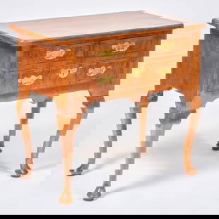 George II Inlaid Walnut Lowboy: George II Inlaid Walnut Lowboy Paper label. 27 1/2 x 29 x 18 in.