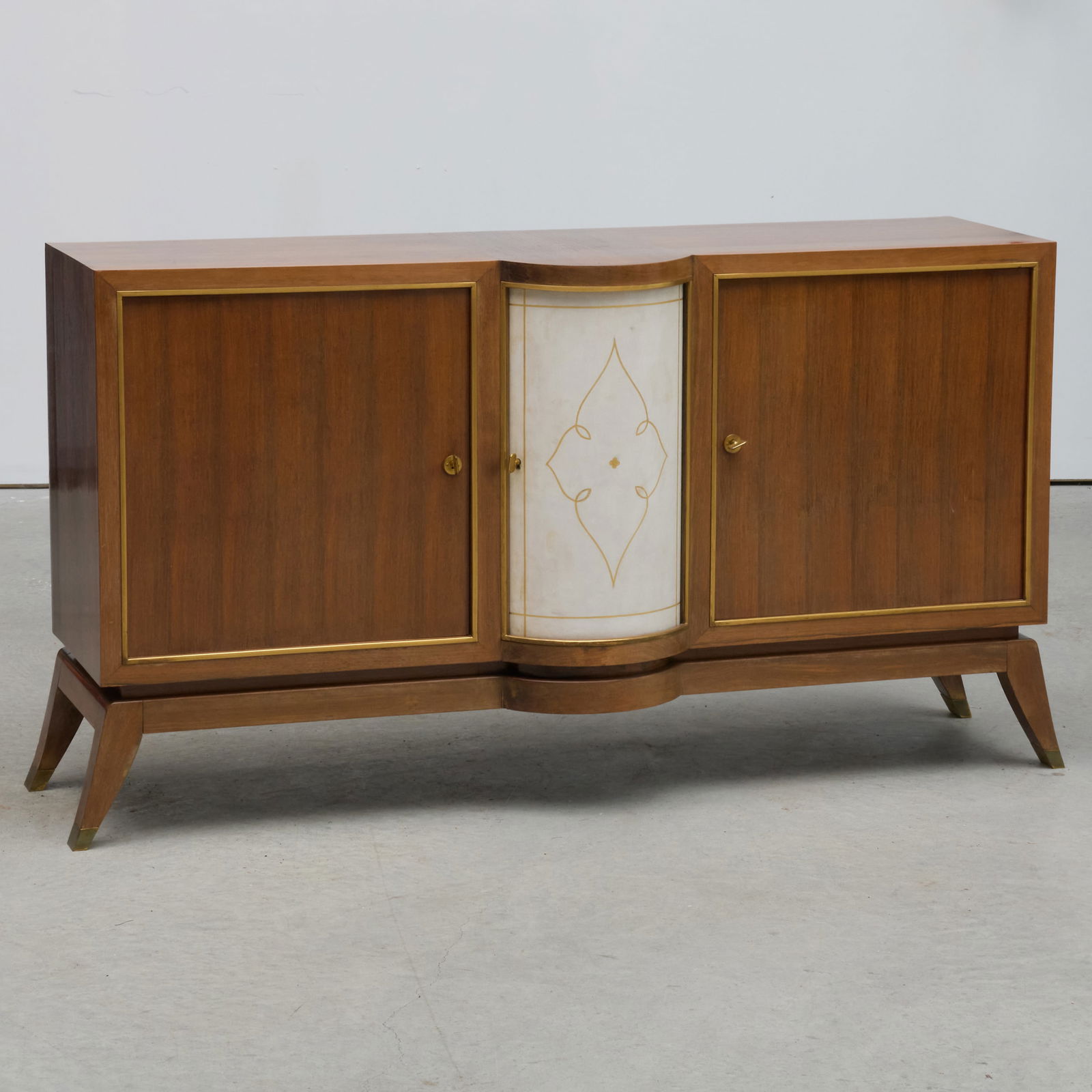 Haentges Freres Art Deco Brass-Mounted Rosewood, Painted and Parcel-Gilt Vellum Sideboard, Paris (1 of 9)