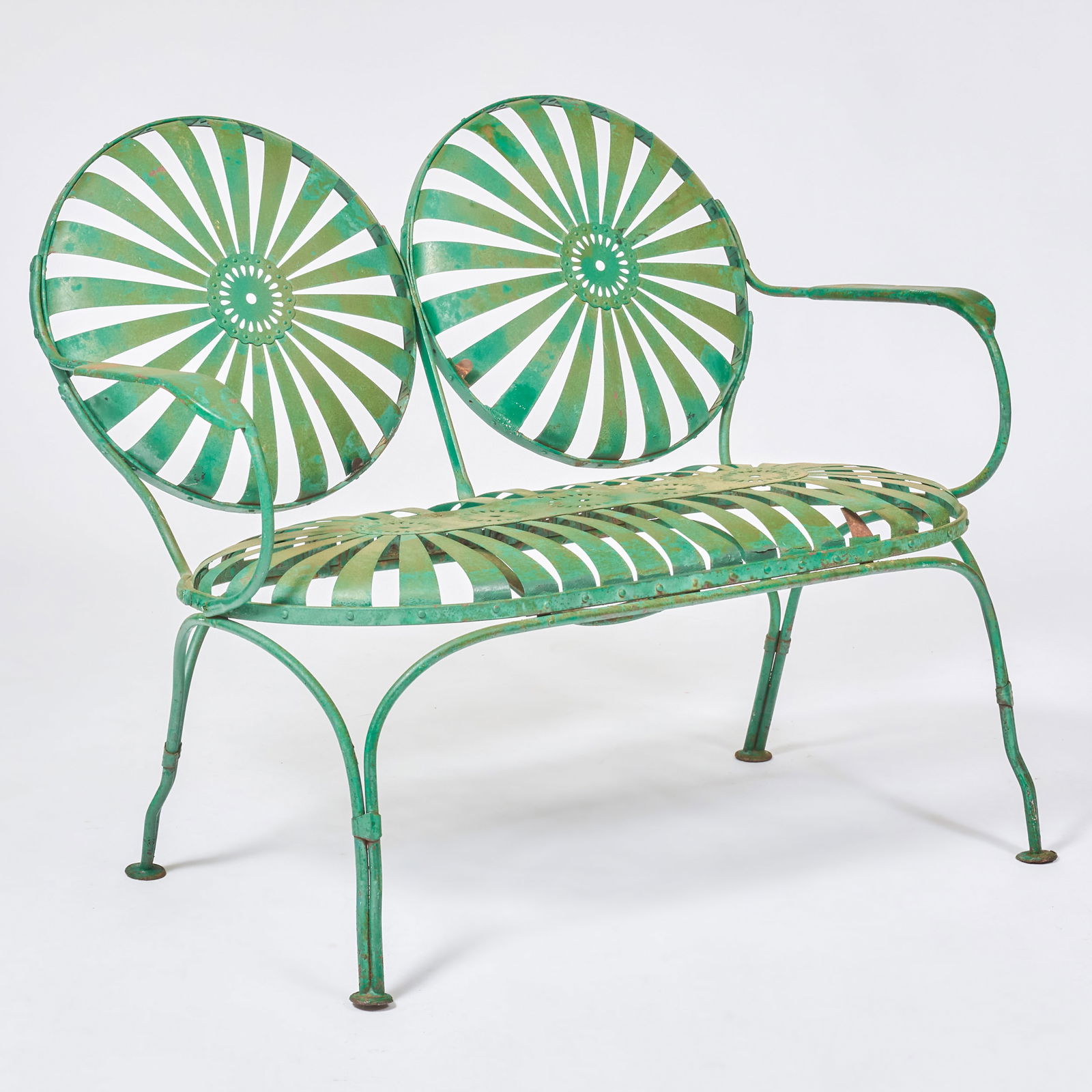 French Green Painted Two Seat Garden Bench (1 of 8)