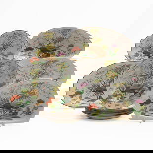 Wedgwood Pearlware Aesthetic Part Service: Wedgwood Pearlware Aesthetic Part Service Impressed marks. Comprising: Three shell shaped dishes Eight plates A pair of leaf shaped serving dishes Two shaped serving dishes in two styles A pair of she
