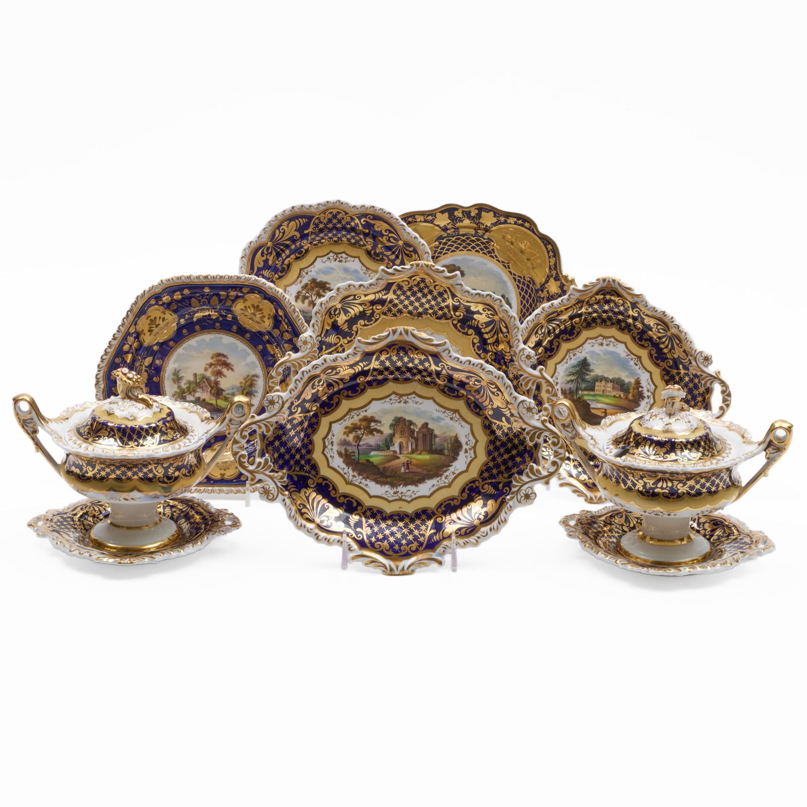 Ridgeway Cobalt Ground Porcelain Dessert Service (1 of 15)