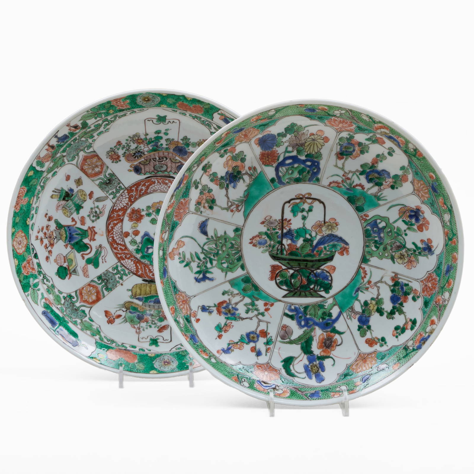 Two Chinese Famille Verte Porcelain Saucer Dishes