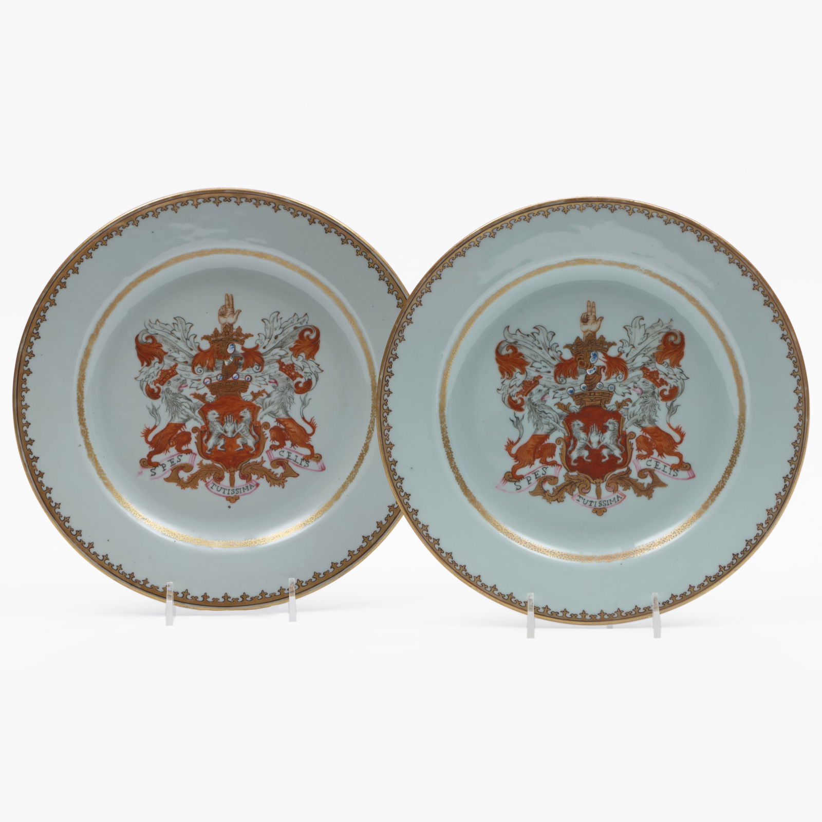 Pair of Chinese Export Porcelain Plates, Probably with the Arms of the Earl of Kingston (1 of 5)