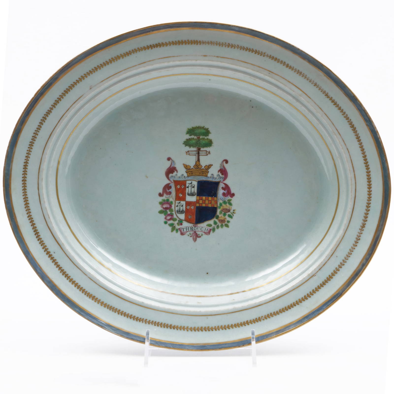 Chinese Export Meat Tray with Arms of Hamilton Quarterly Impaling Boyd