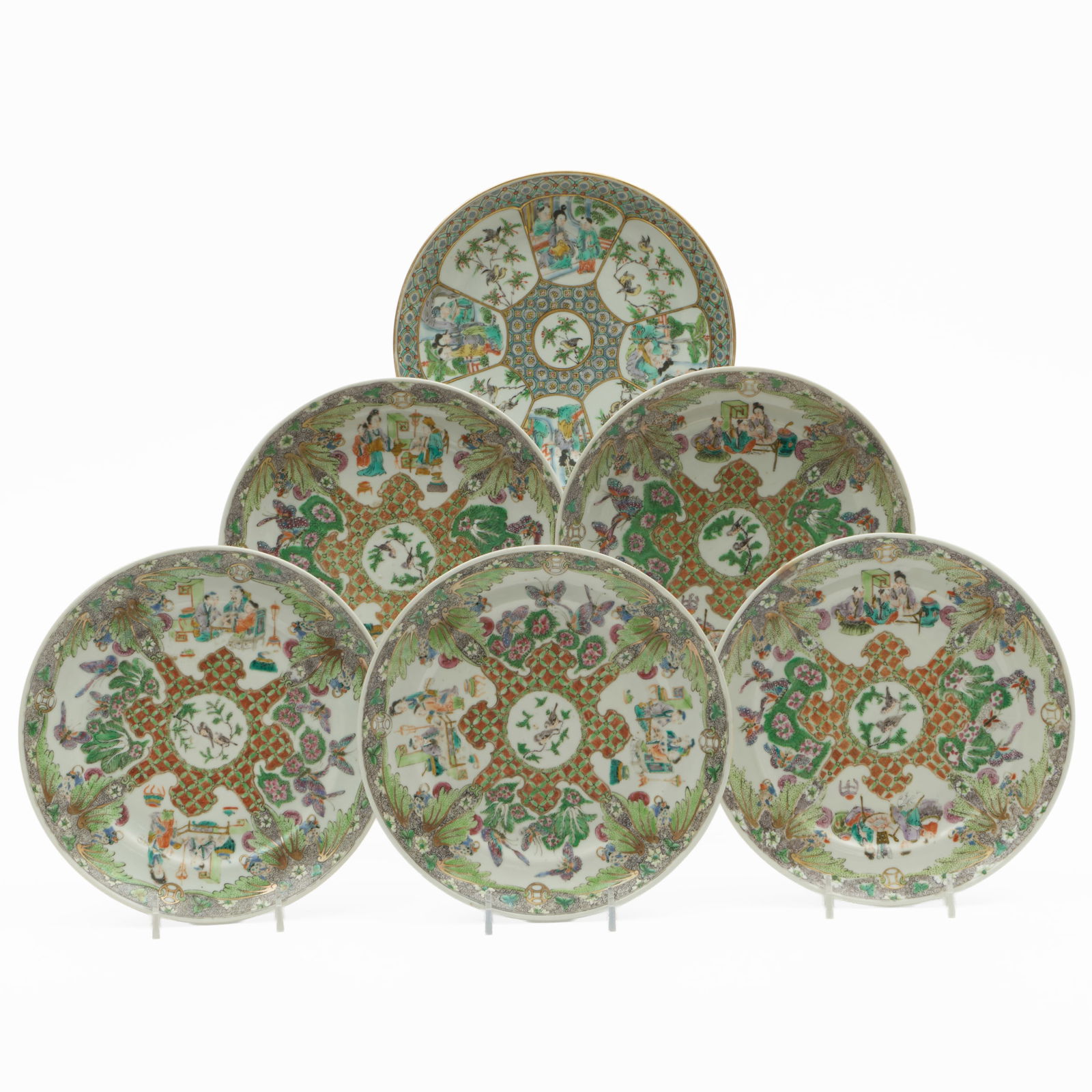 Group of Six Chinese Export Famille Verte Porcelain Plates (1 of 10)