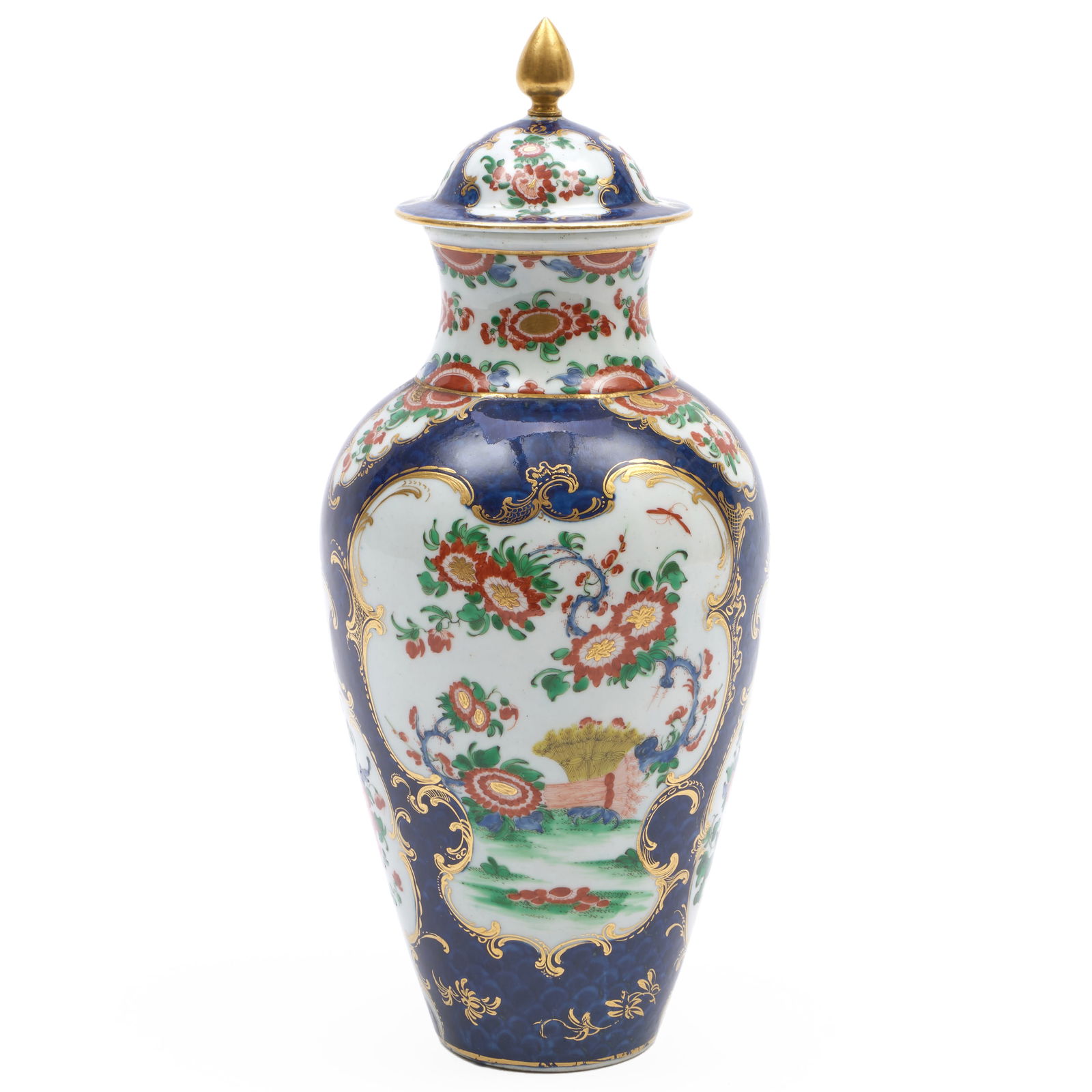 Worcester Blue Scale Porcelain Baluster Vase and Cover (1 of 8)