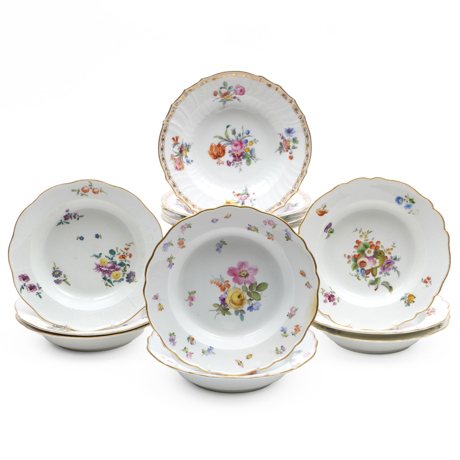 Assembled Group of Meissen Porcelain Similarly Decorated Soup Plates (1 of 10)