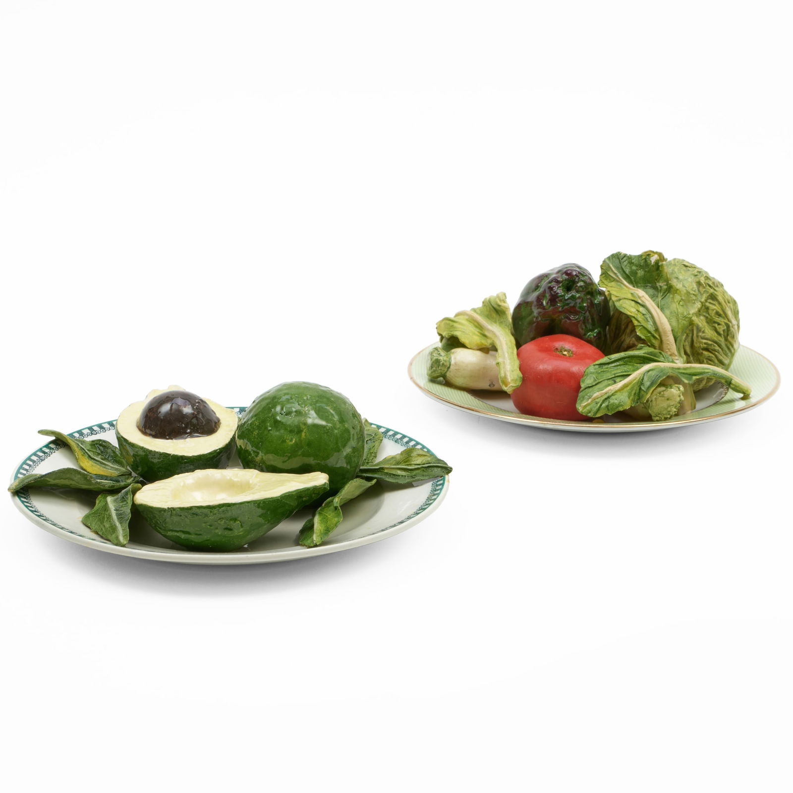 Two Christine Viennet Porcelain Trompe L'oeil Vegetable Plates (1 of 5)