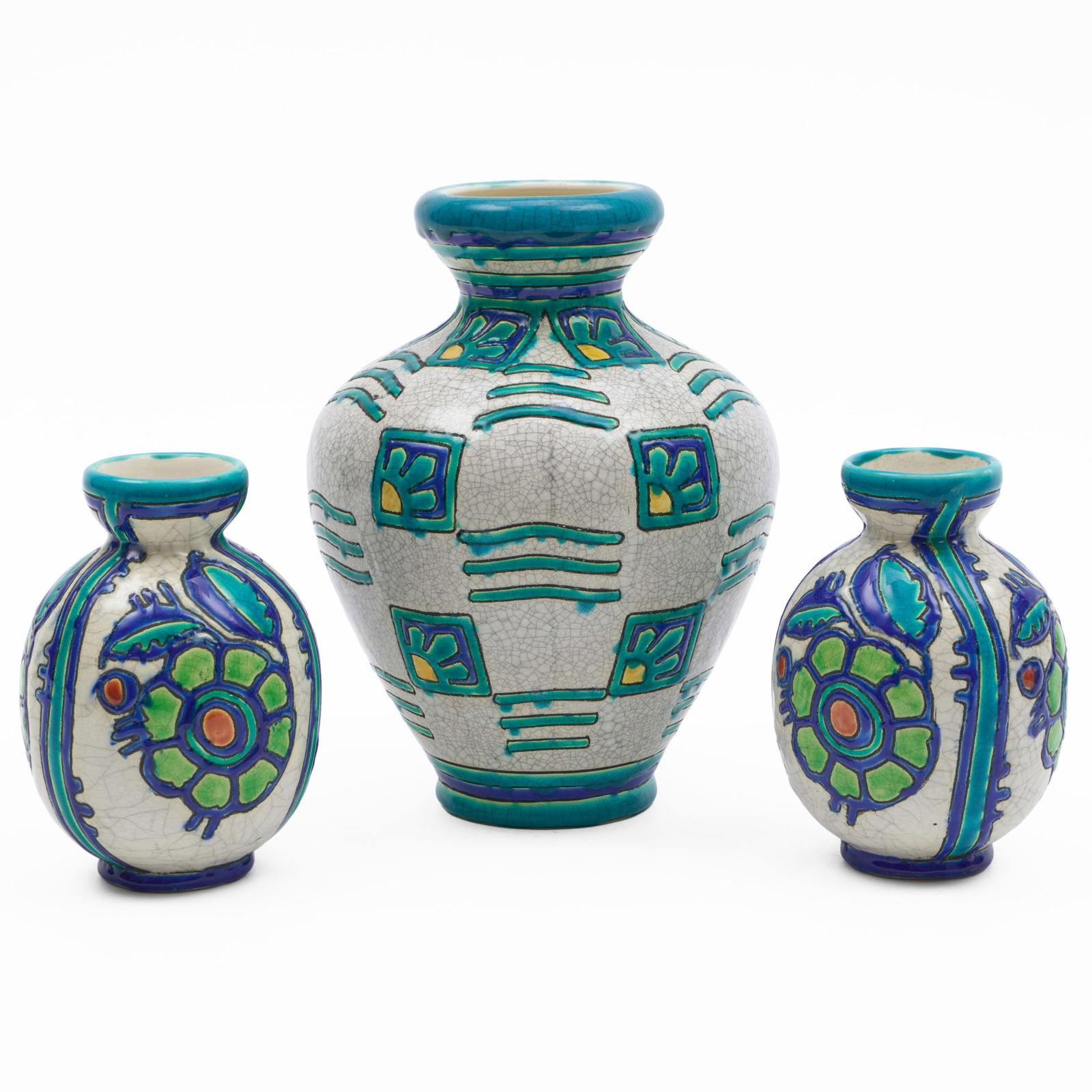 Group of Three Art Deco Boch Freres Keramis Vases (1 of 12)