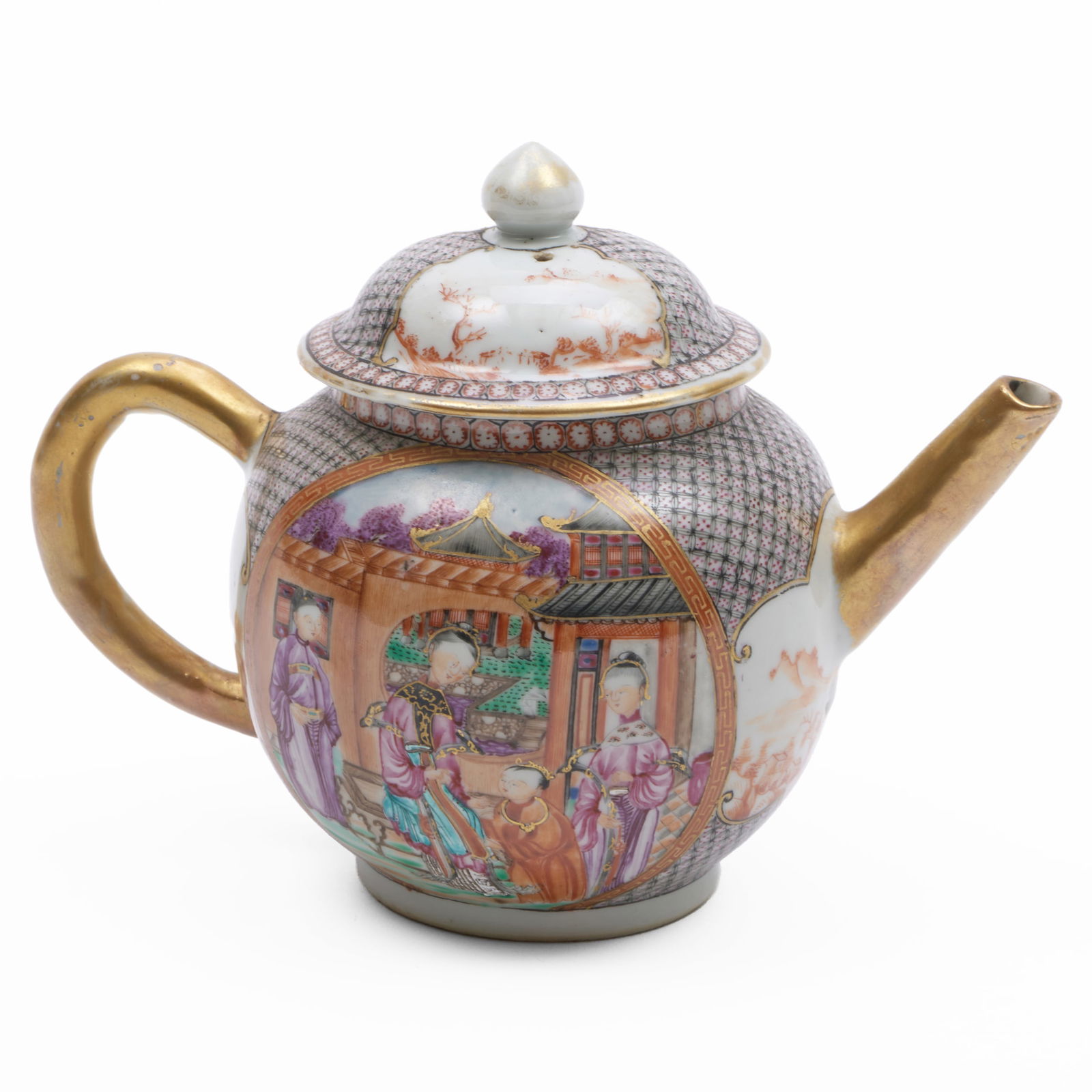Chinese Export Mandarin Palette Porcelain Teapot and Cover (1 of 8)
